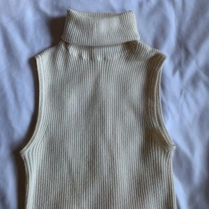 DOLCE & GABBANA cream turtleneck tank